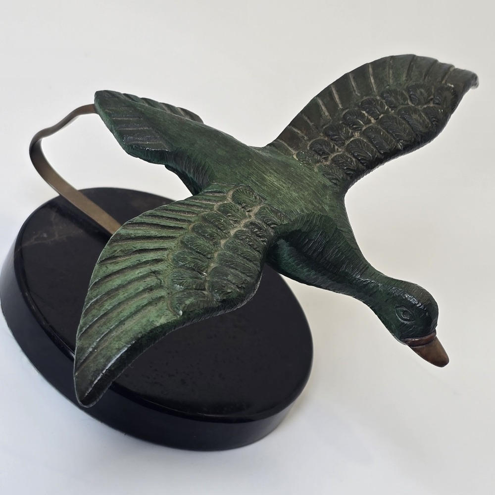 Vintage Flying Duck Bird Sculpture Bronze Brass MCM Statue Curtis Jere Style
